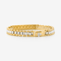 18K Gold Dual-Tone ID Link Bracelet