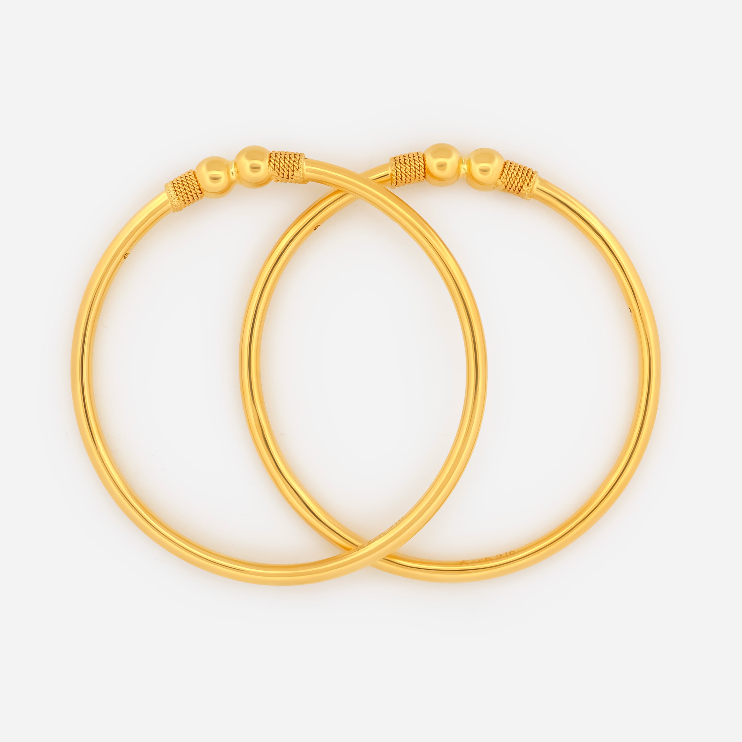 22K Gold Ball Pipe Bangles