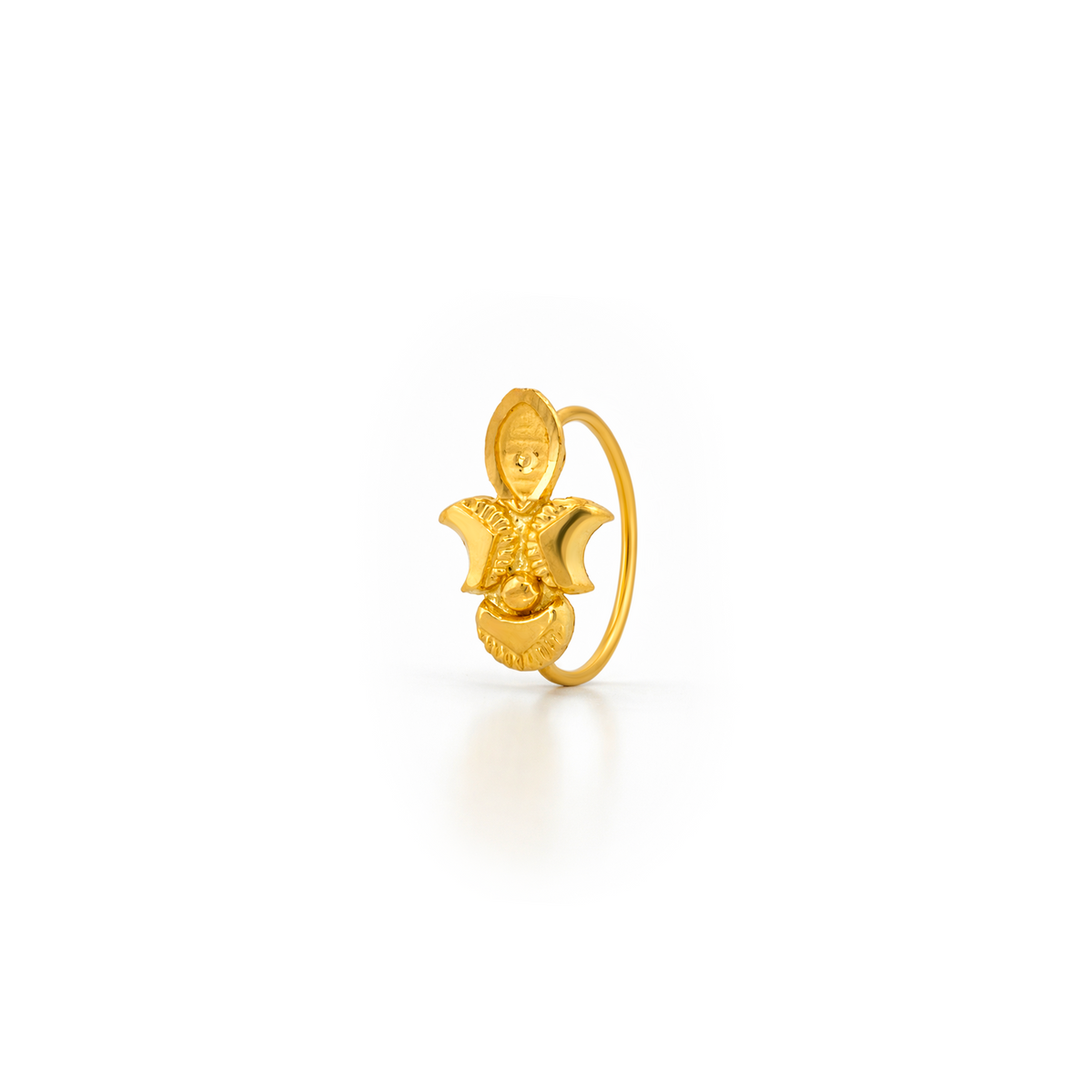 22K Gold Ornate Paisley Hoop Nose Pin