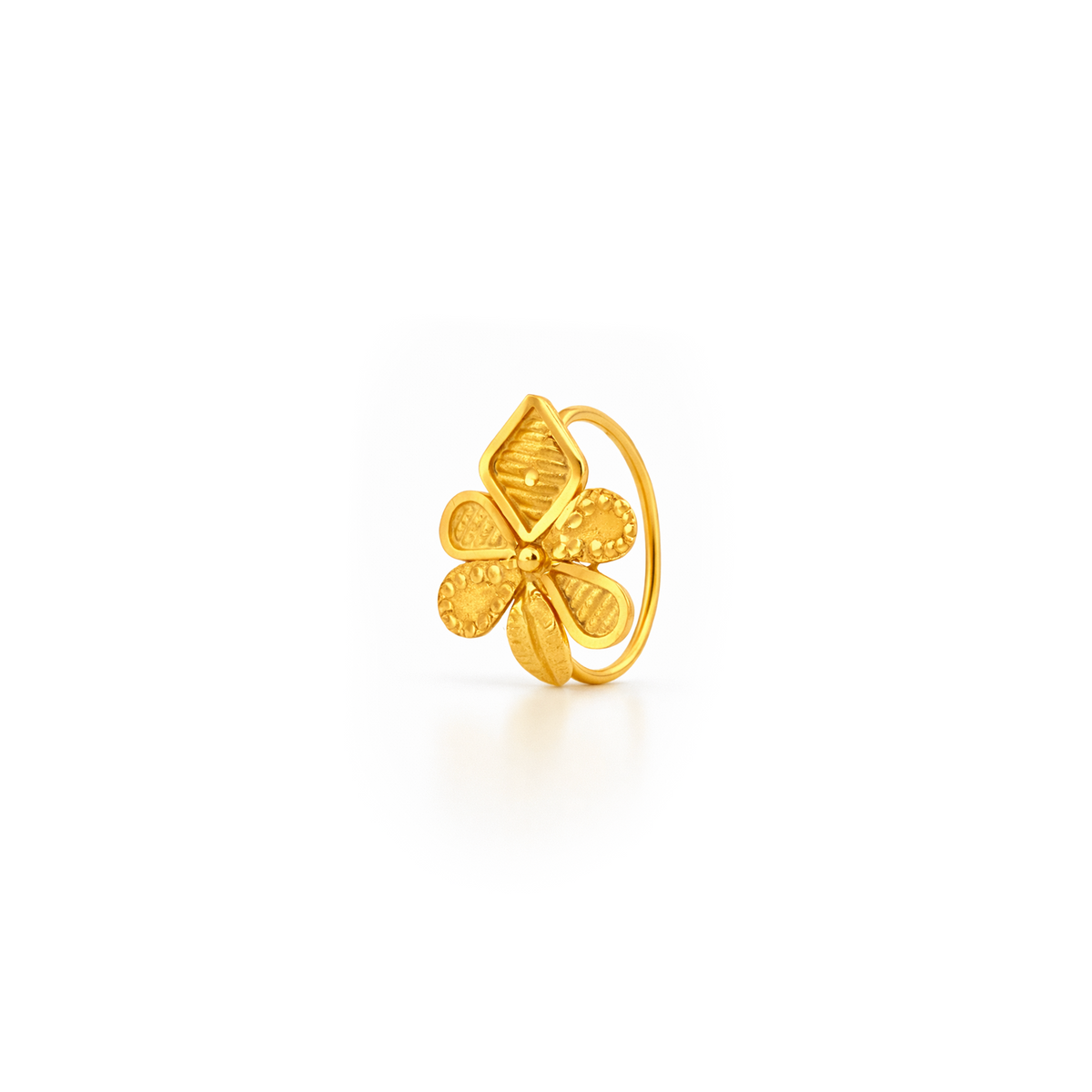 22K Gold Petal Bloom Hoop Nose Pin