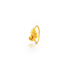 22K Gold Swirled Leaf Hoop Nose Pin