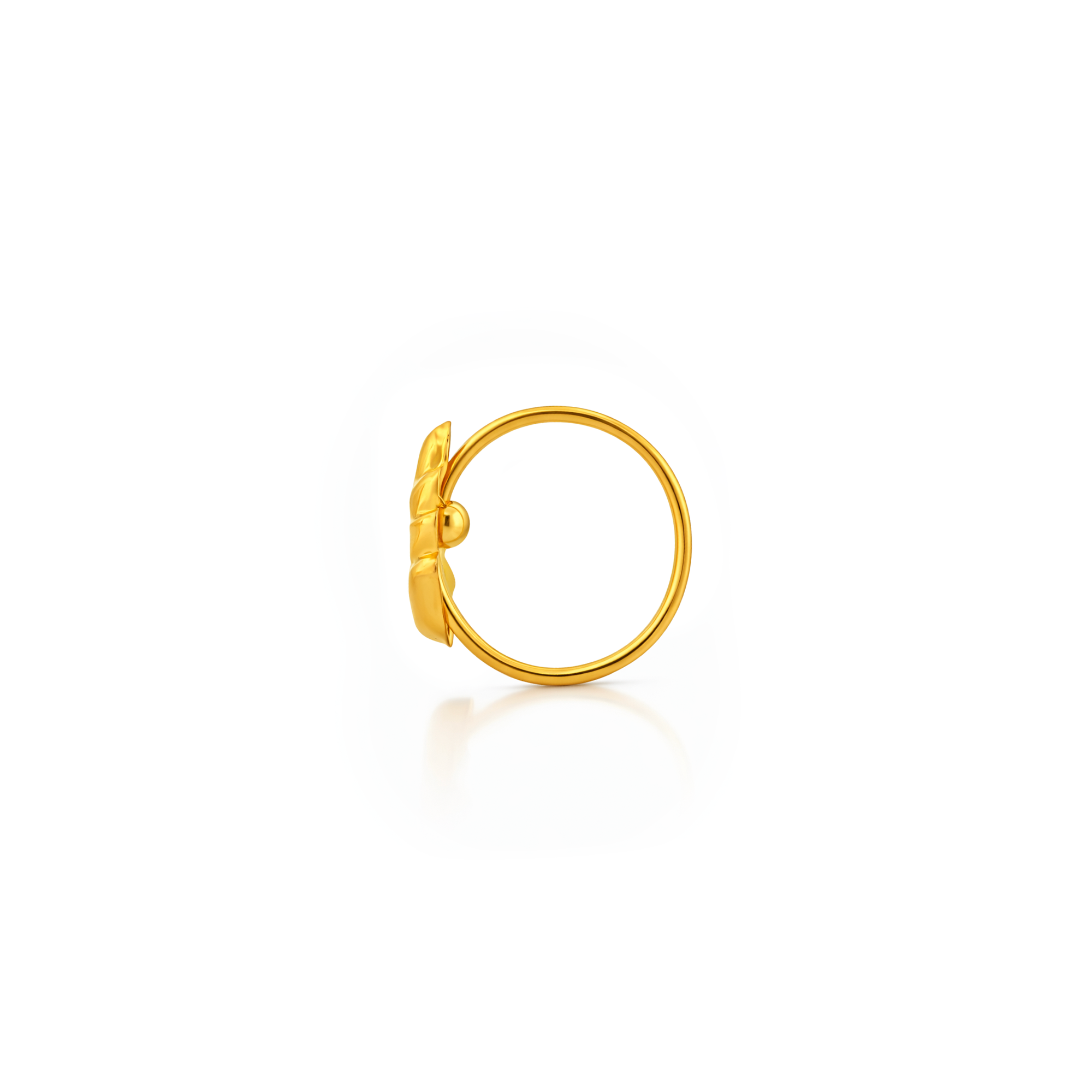 22K Gold Swirled Leaf Hoop Nose Pin