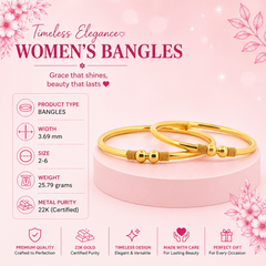 22K Gold Ball Pipe Bangles