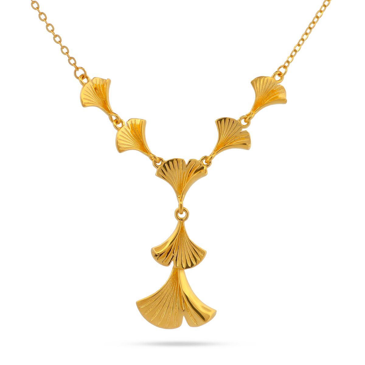 22k Gold Leaf Fan Drop Necklace