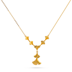22k Gold Leaf Fan Drop Necklace