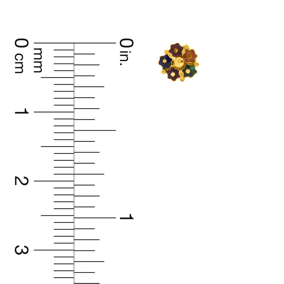 22K Gold Floral Meenakar Stud Earrings