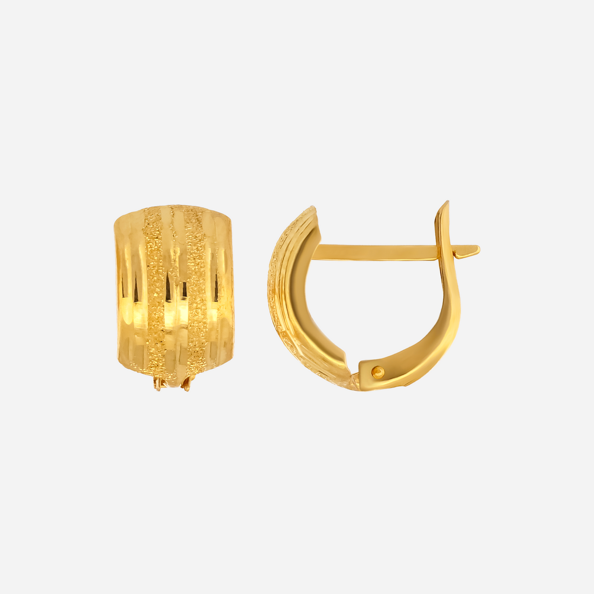 22K Gold Vertical Ribbed Clip-On Earrings