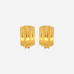 22K Gold Vertical Ribbed Clip-On Earrings