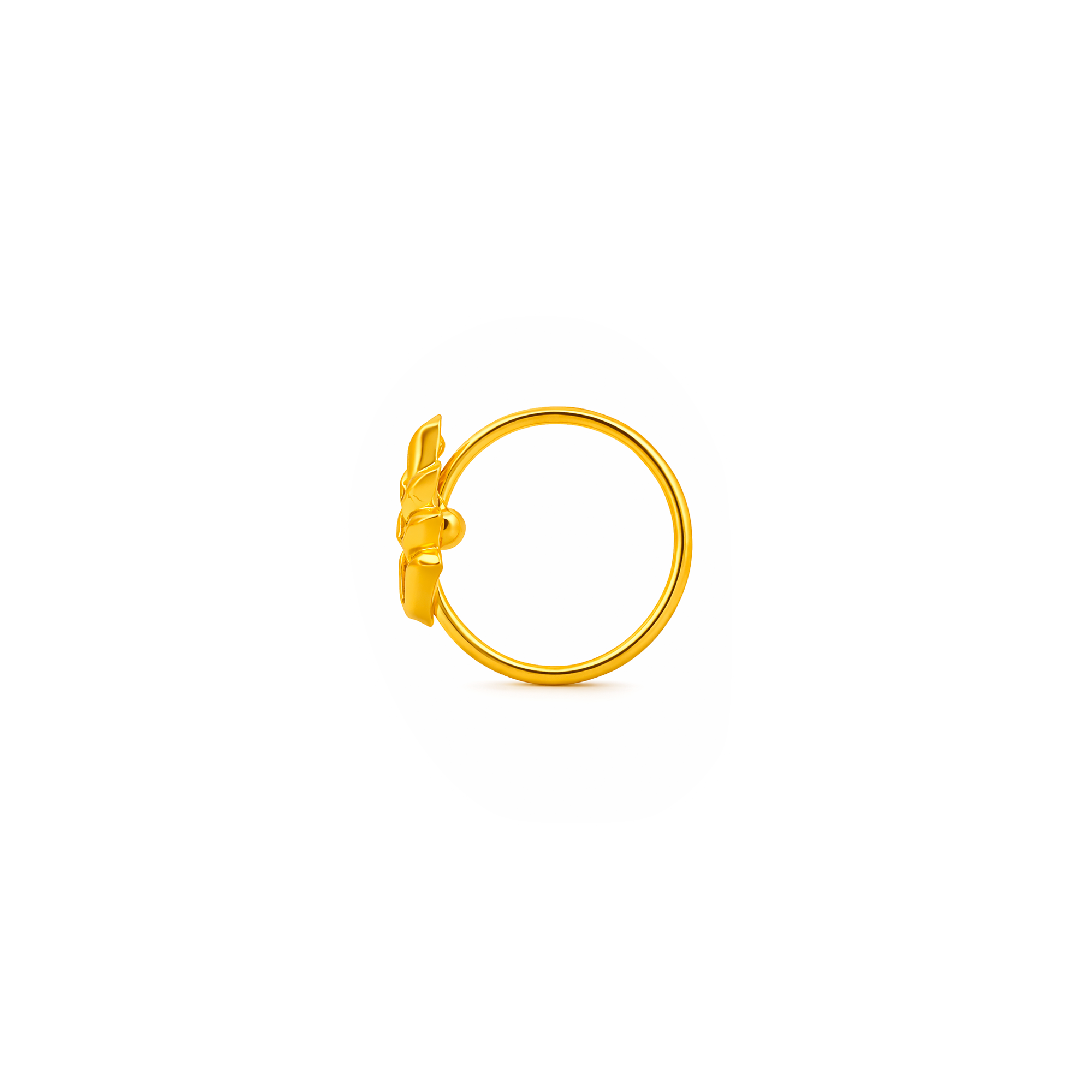 22K Gold Swirled Leaf Hoop Nose Pin