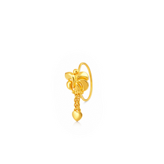 22K Gold Drop Dangle Hoop Nose Pin