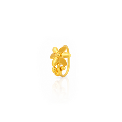 22K Gold Textured Petal Hoop Nose Pin