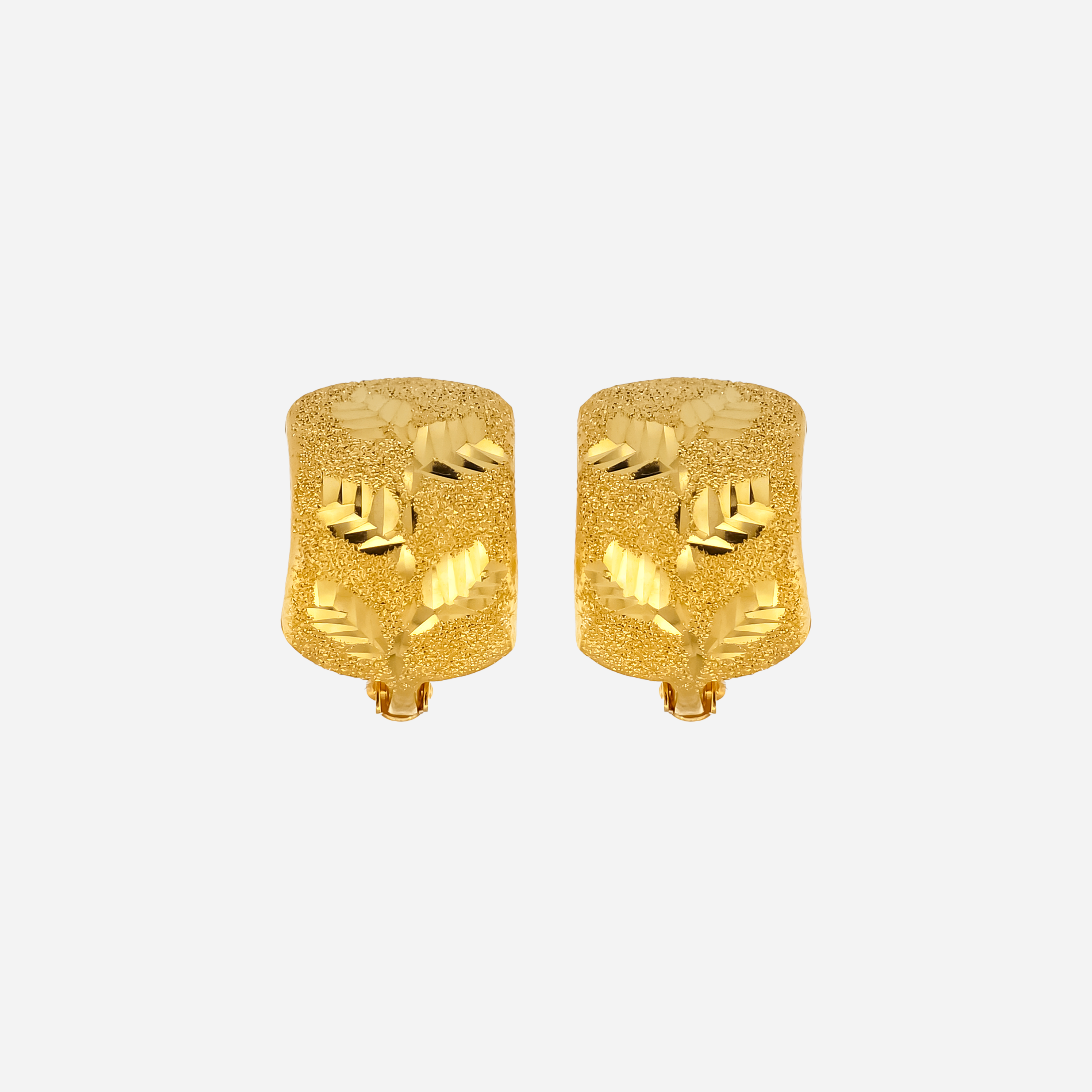 22K Gold StarDust Leaf Clip-On Earrings