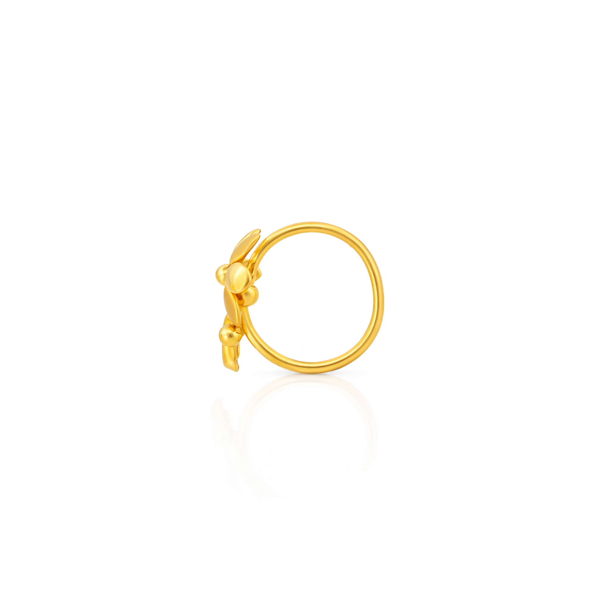 22K Gold Textured Petal Hoop Nose Pin