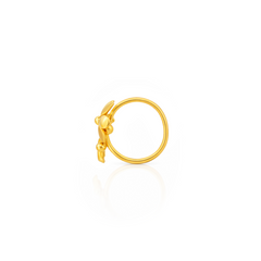 22K Gold Textured Petal Hoop Nose Pin