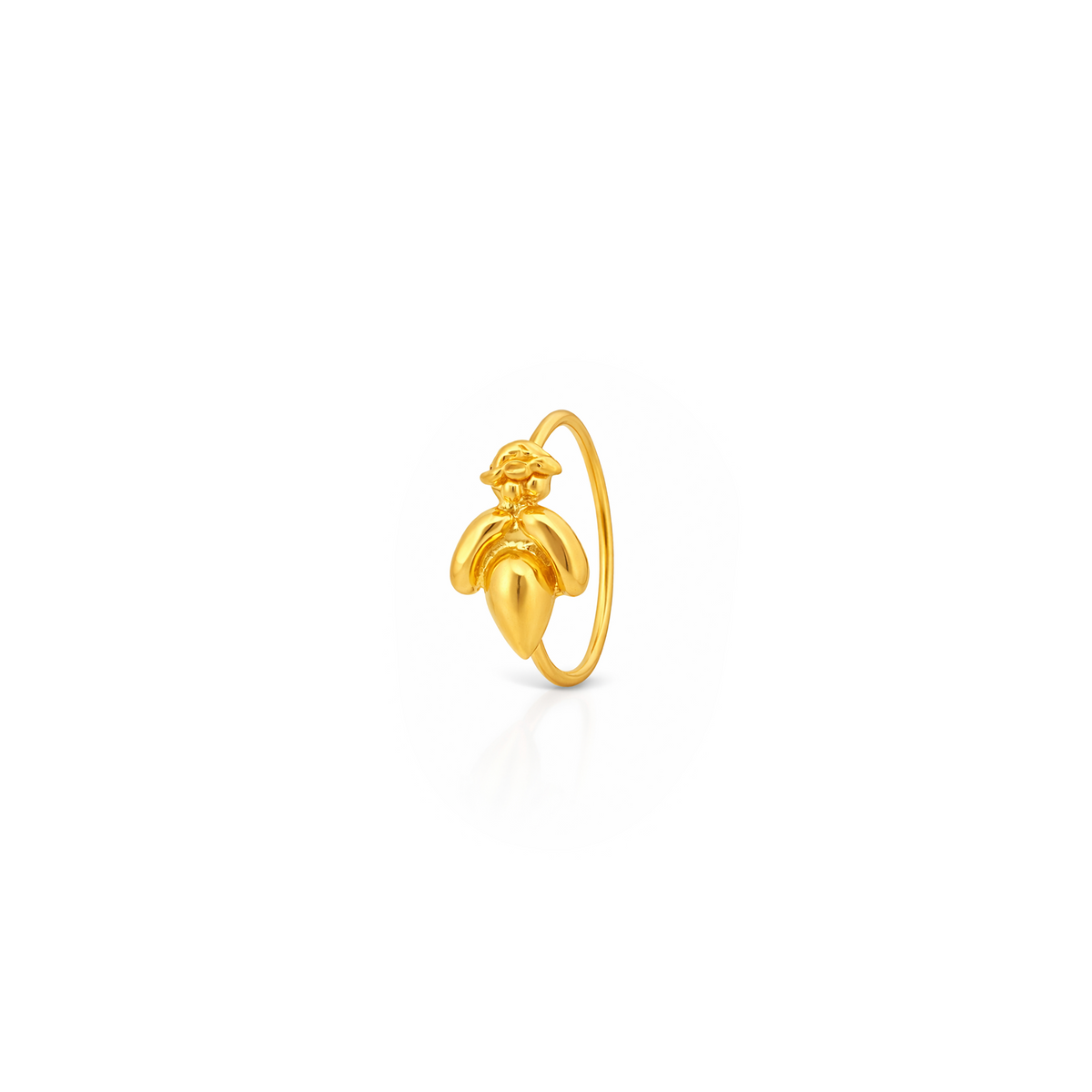 22K Gold Bud Charm Hoop Nose Pin
