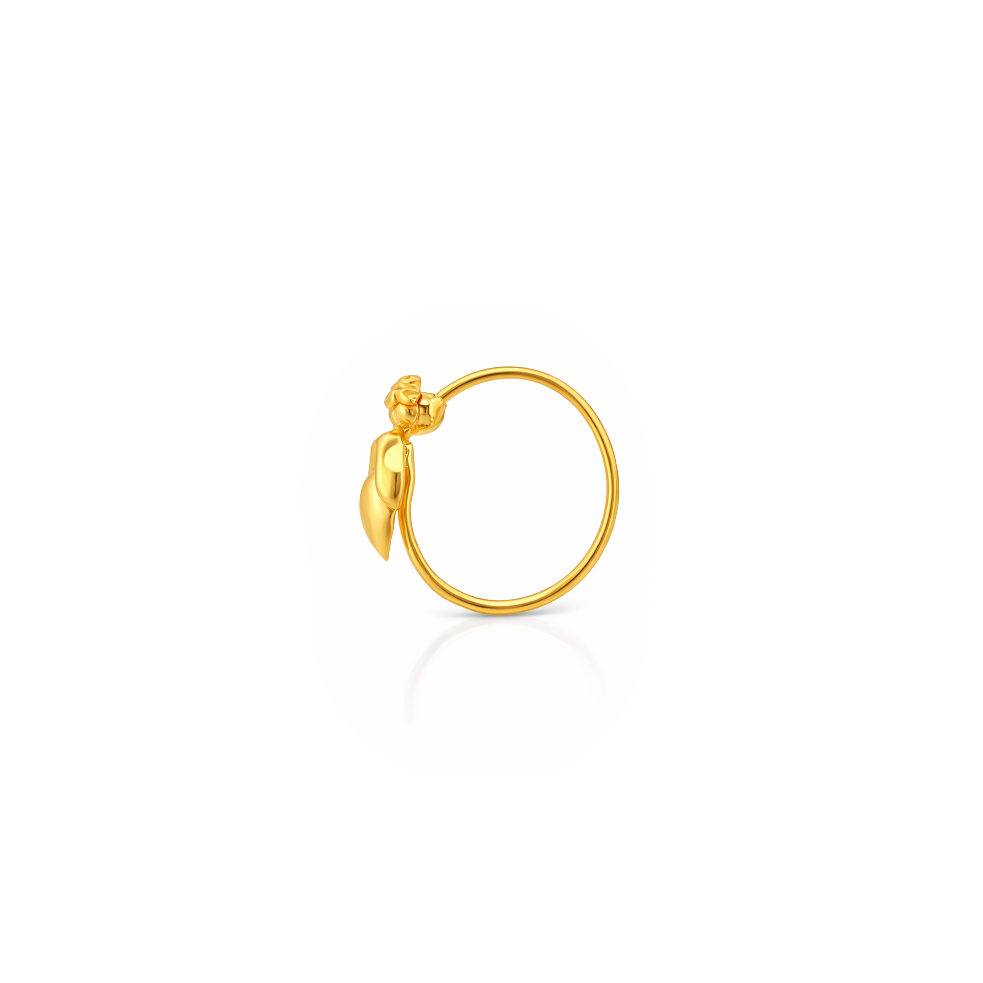 22K Gold Bud Charm Hoop Nose Pin