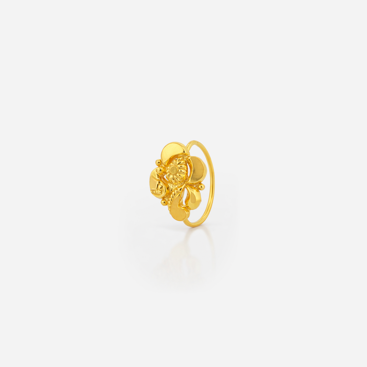 22K Gold Paisley Bloom Hoop Nose Pin