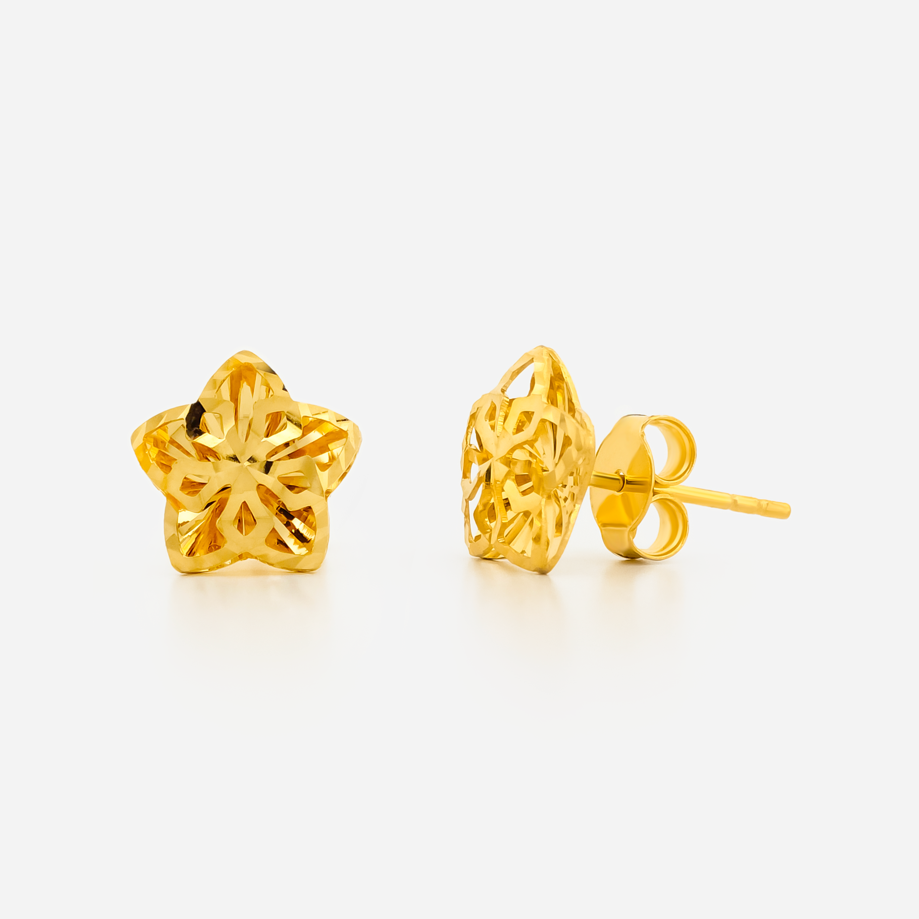 22K Gold Star Stud Earrings