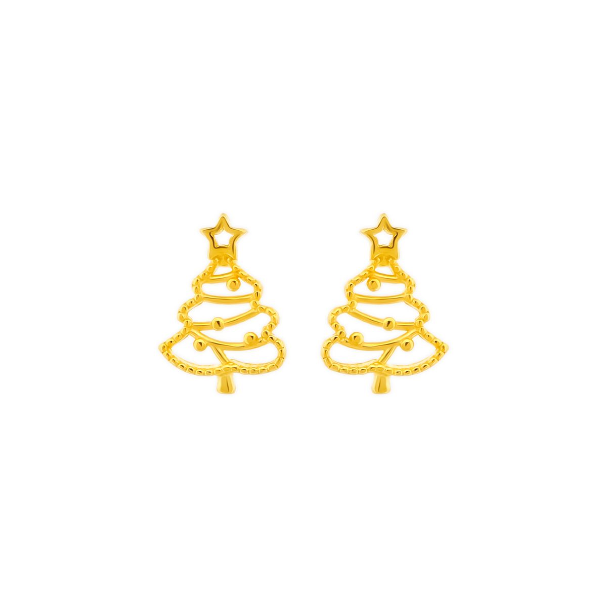 22K Gold Christmas Tree Earrings