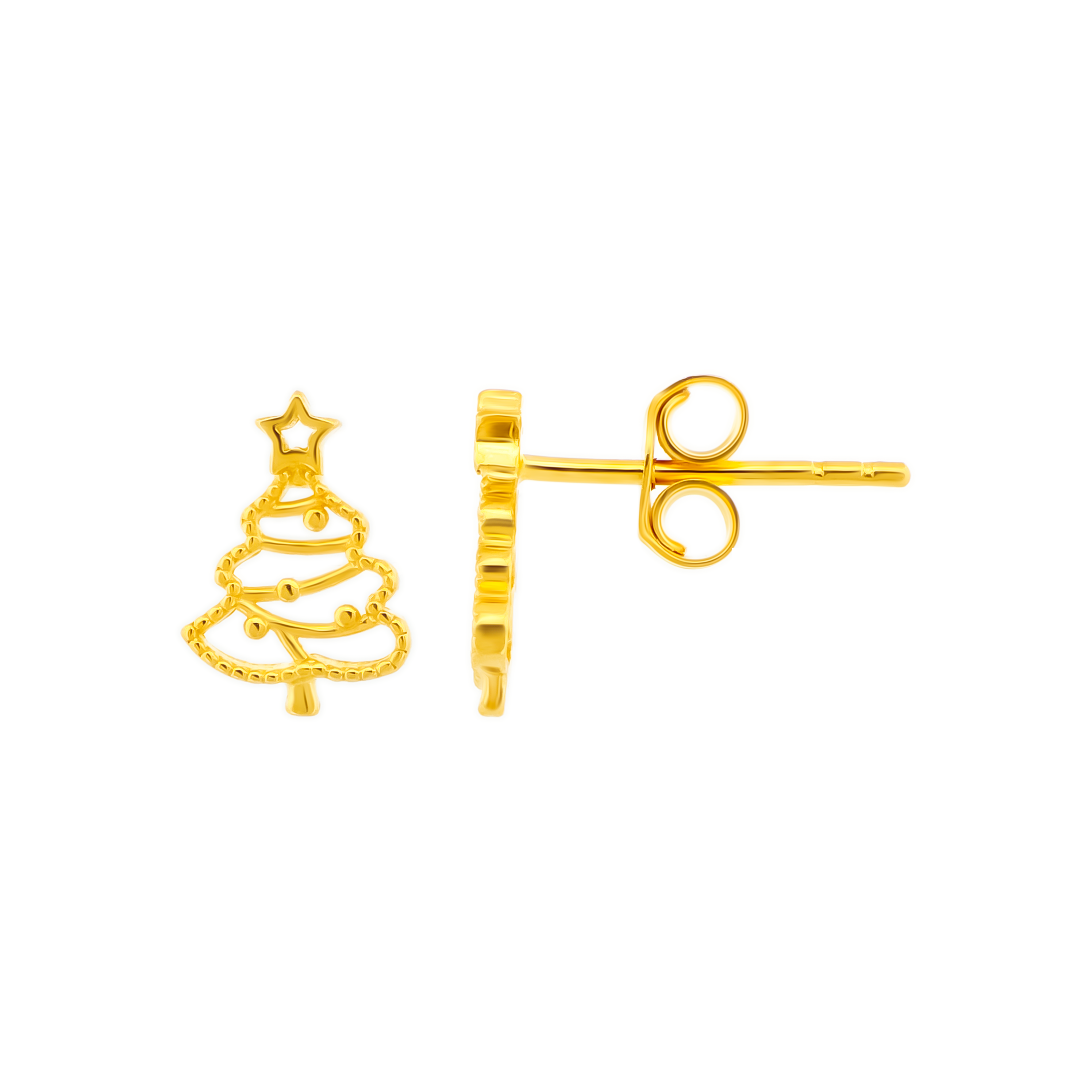 22K Gold Christmas Tree Earrings