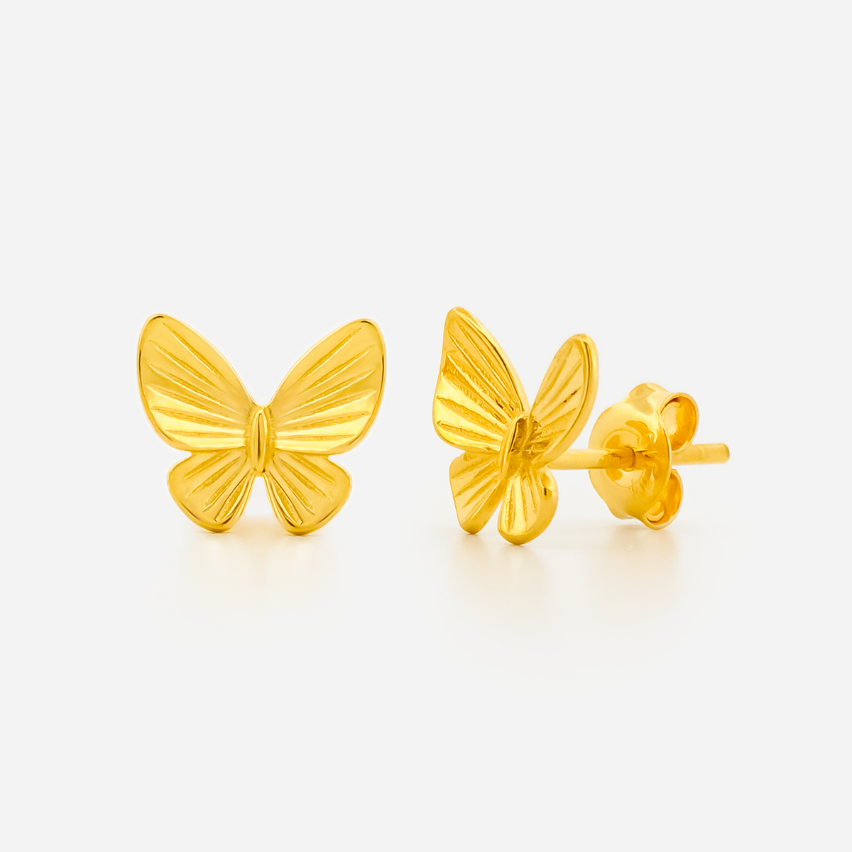 22K Gold Textured Butterfly Stud Earrings