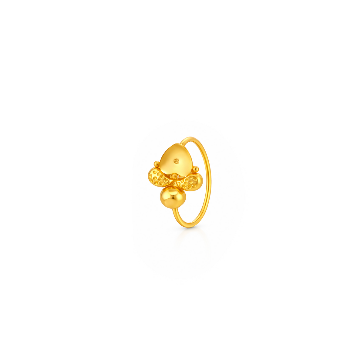 22K Gold Matte Hearted Hoop Nose Pin