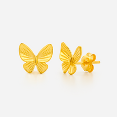 22K Gold Textured Butterfly Stud Earrings