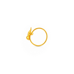 22K Gold Matte Hearted Hoop Nose Pin
