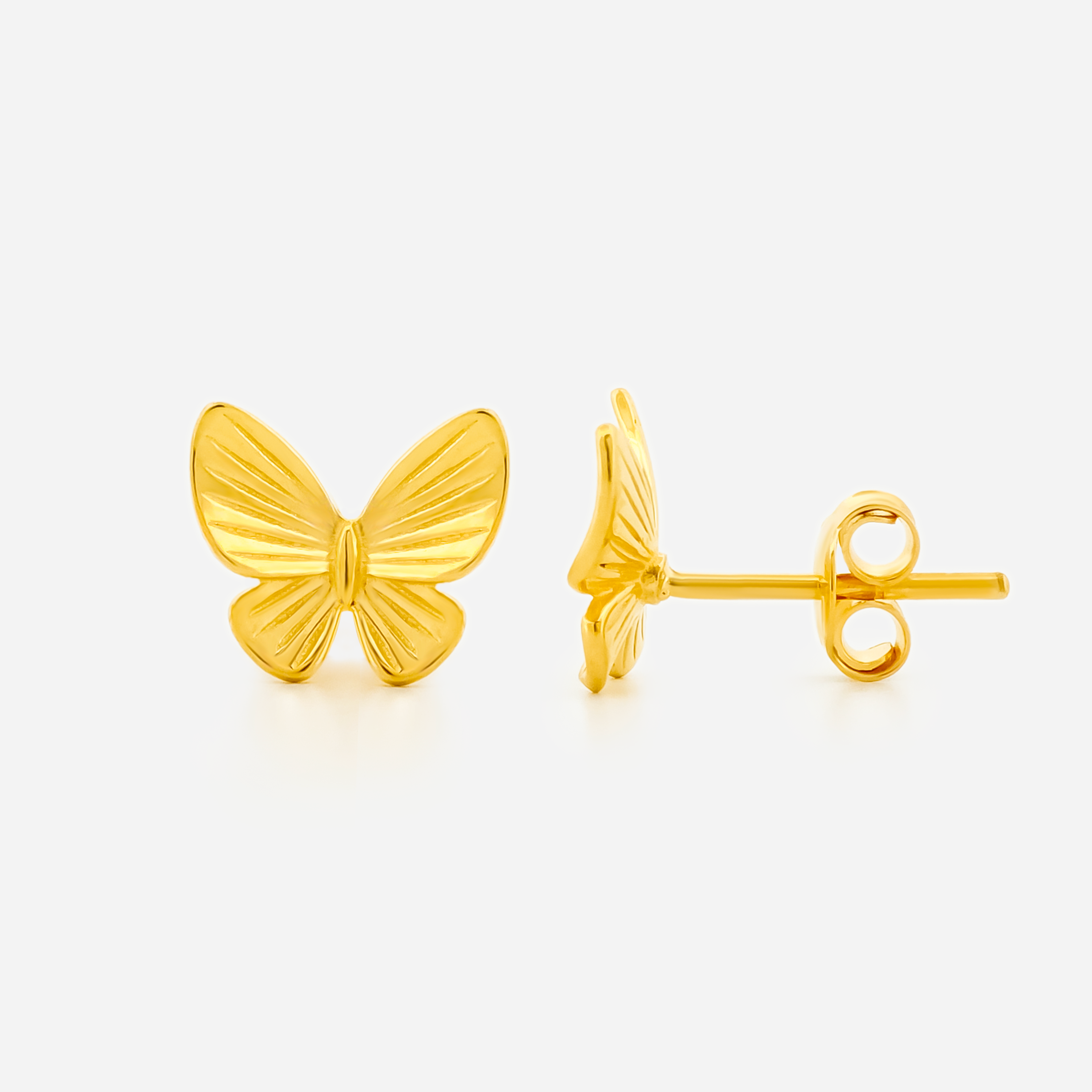 22K Gold Textured Butterfly Stud Earrings