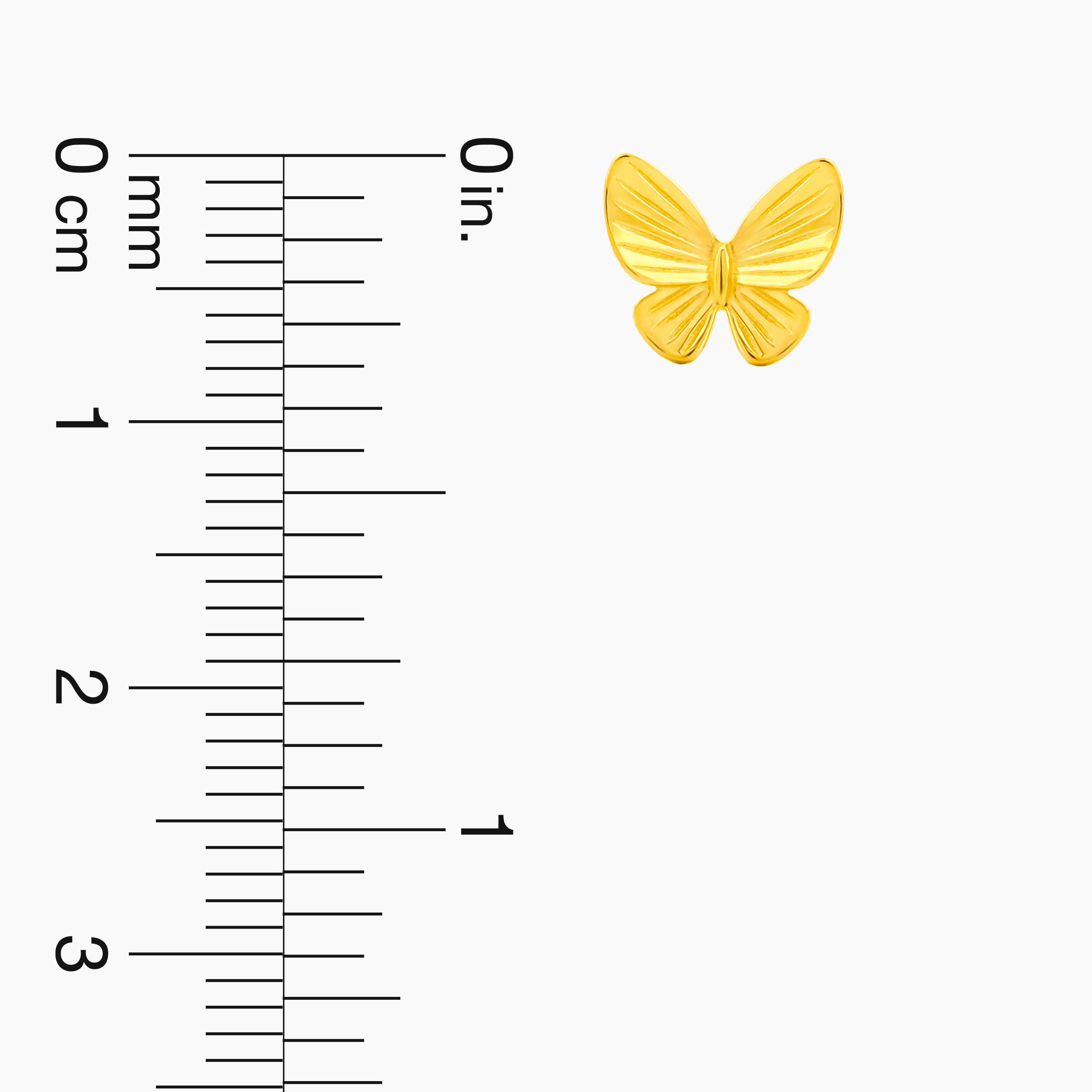 22K Gold Textured Butterfly Stud Earrings
