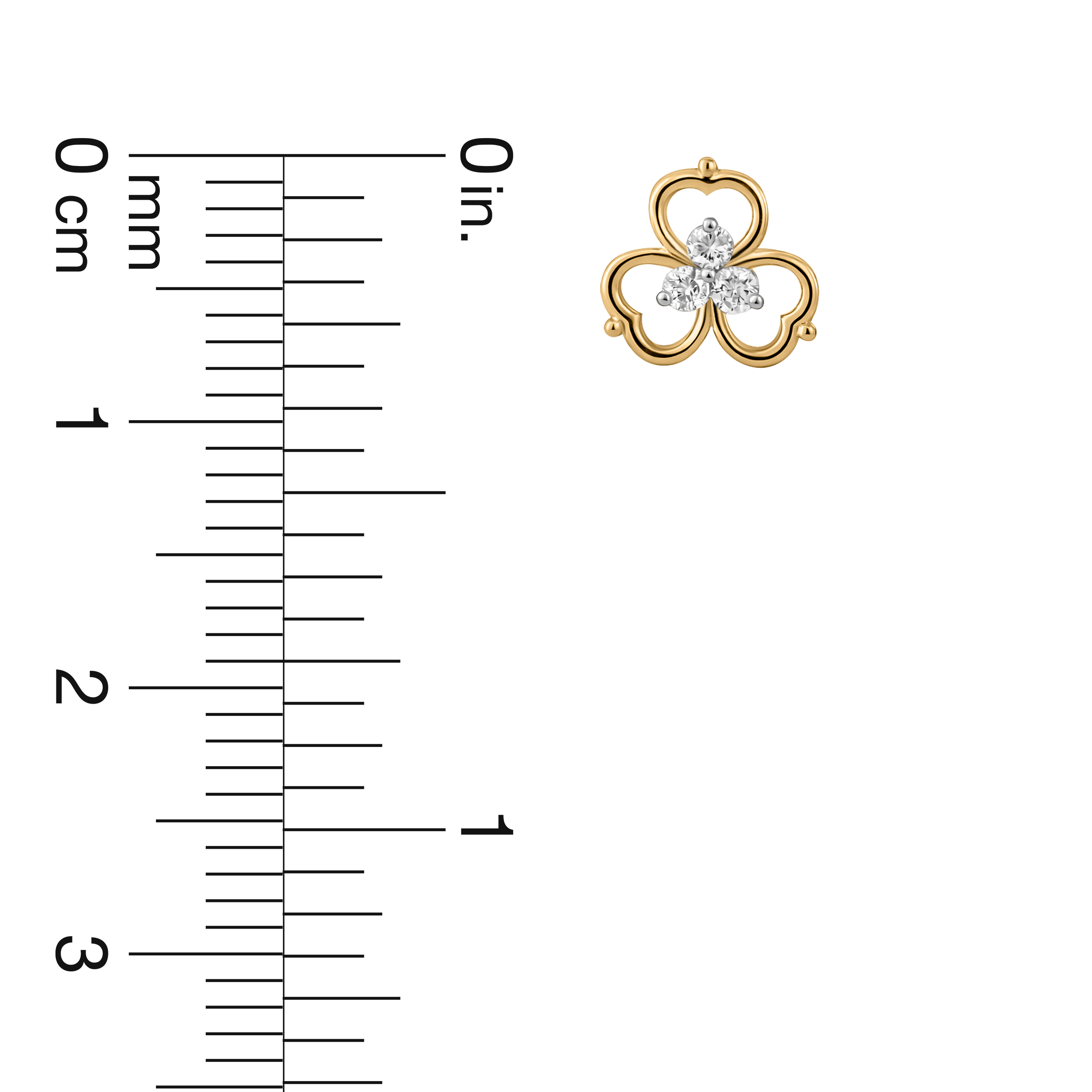 18K Gold Heart Floral Diamond Nose Pin