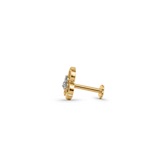 18K Gold Heart Floral Diamond Nose Pin