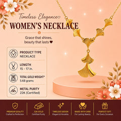 22k Gold Leaf Fan Drop Necklace