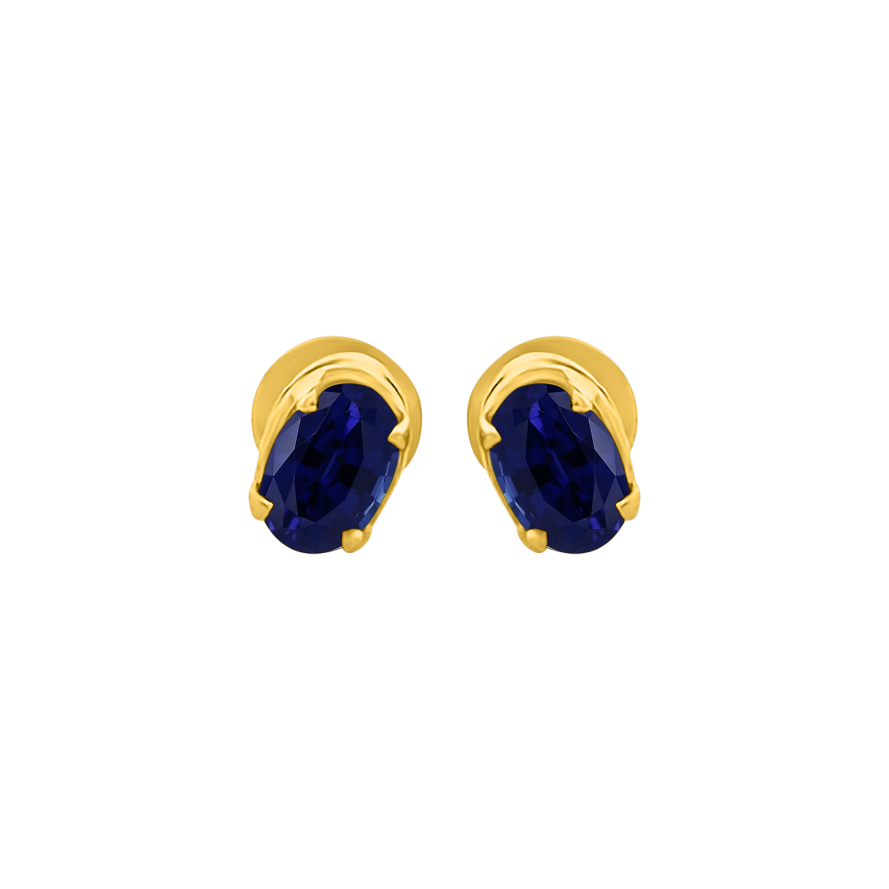22K Gold Blue Oval Earrings