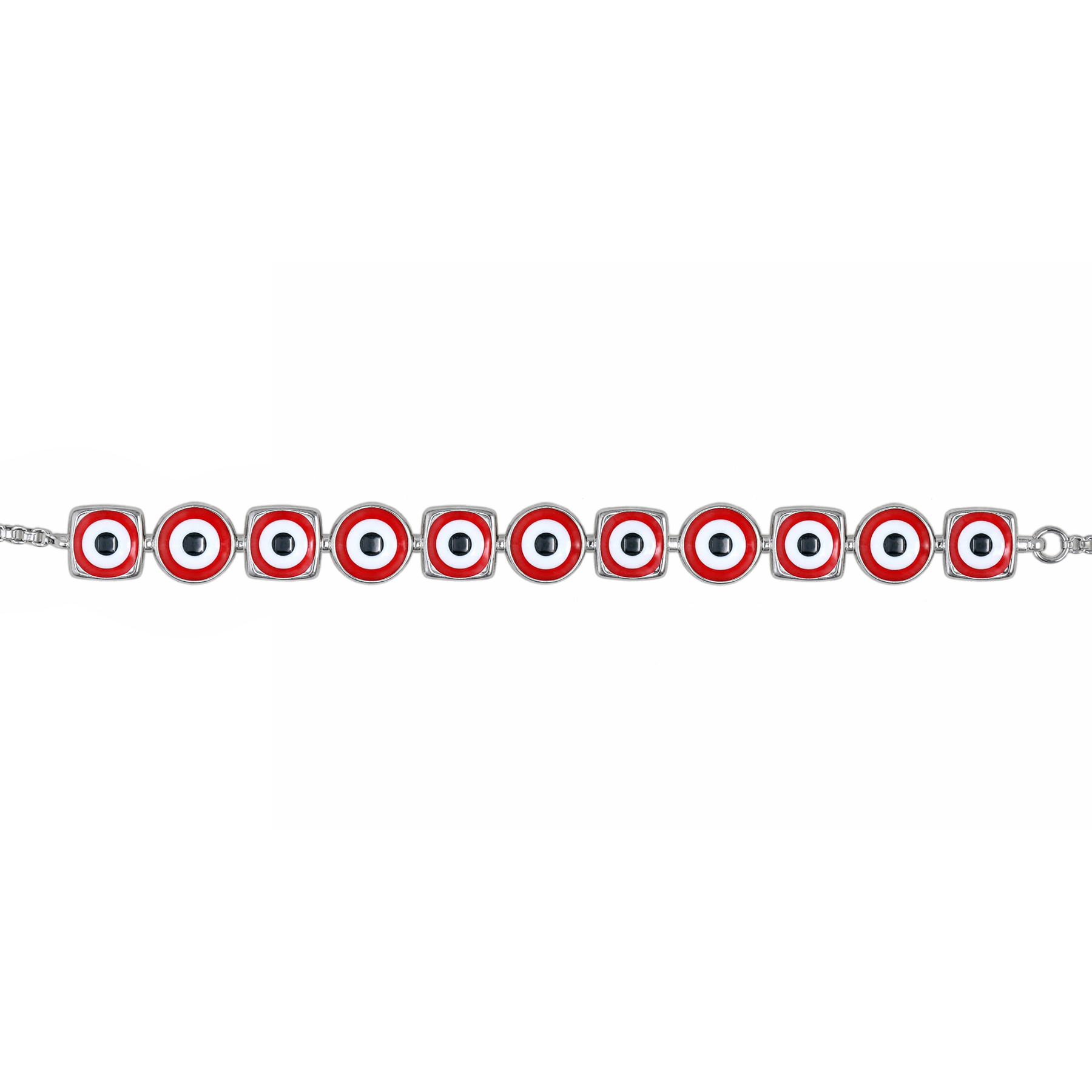 Silver Red Evil Eye Bracelet
