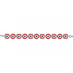 Silver Red Evil Eye Bracelet