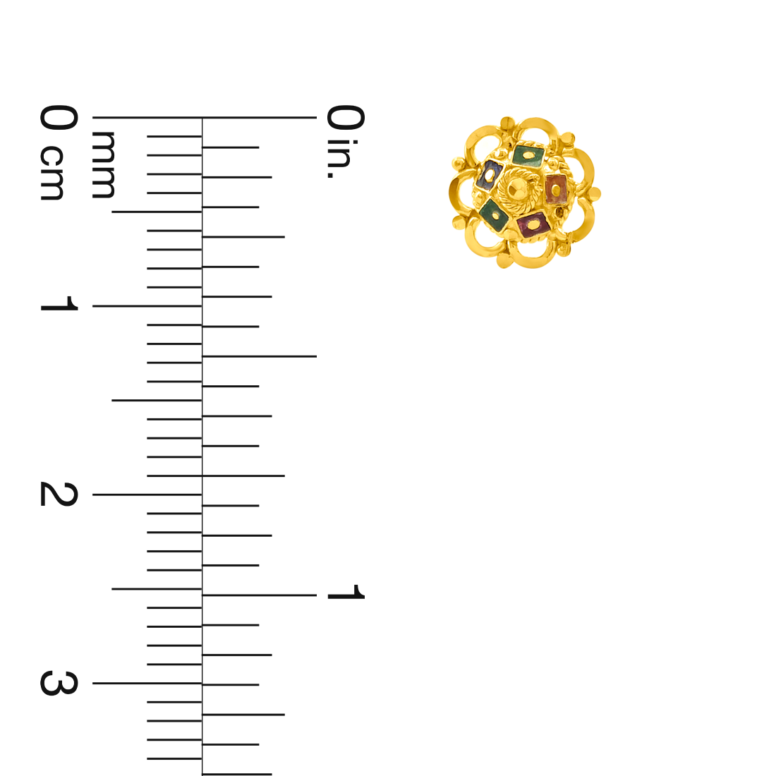 22K Gold Meenakari Blossom Stud Earrings