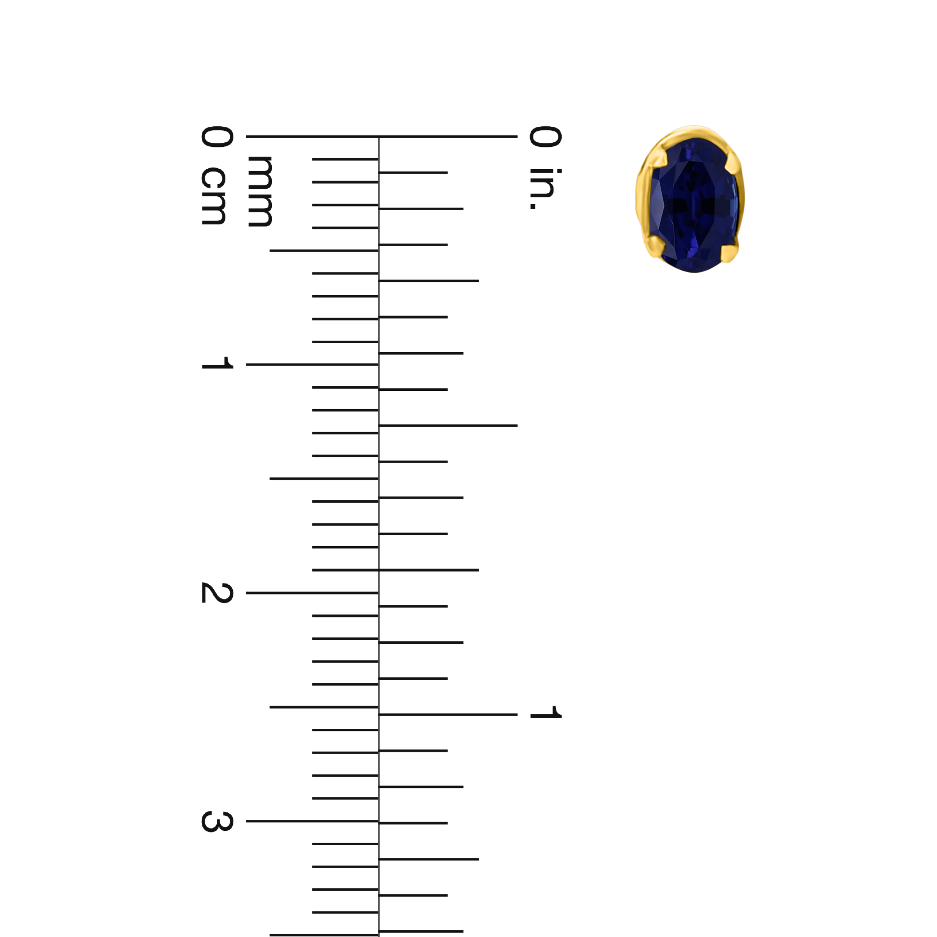 22K Gold Blue Oval Earrings