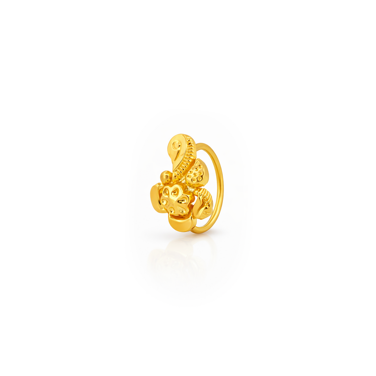 22K Gold Paisley Floral Hoop Nose Pin
