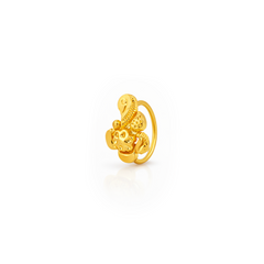 22K Gold Paisley Floral Hoop Nose Pin
