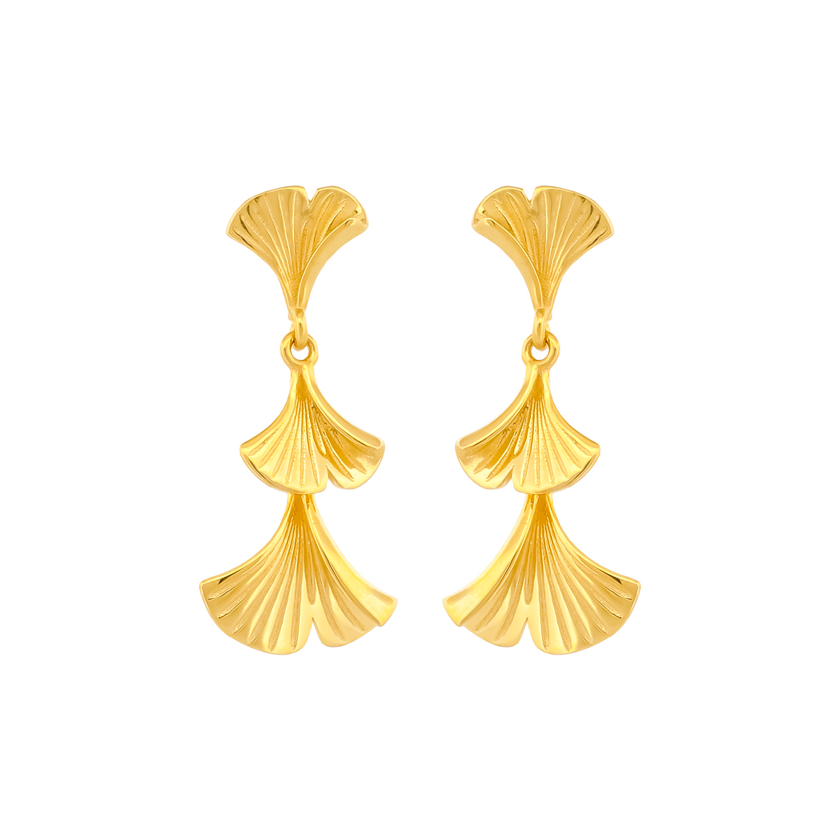 22K Gold Leaf Layered Drop Earrings