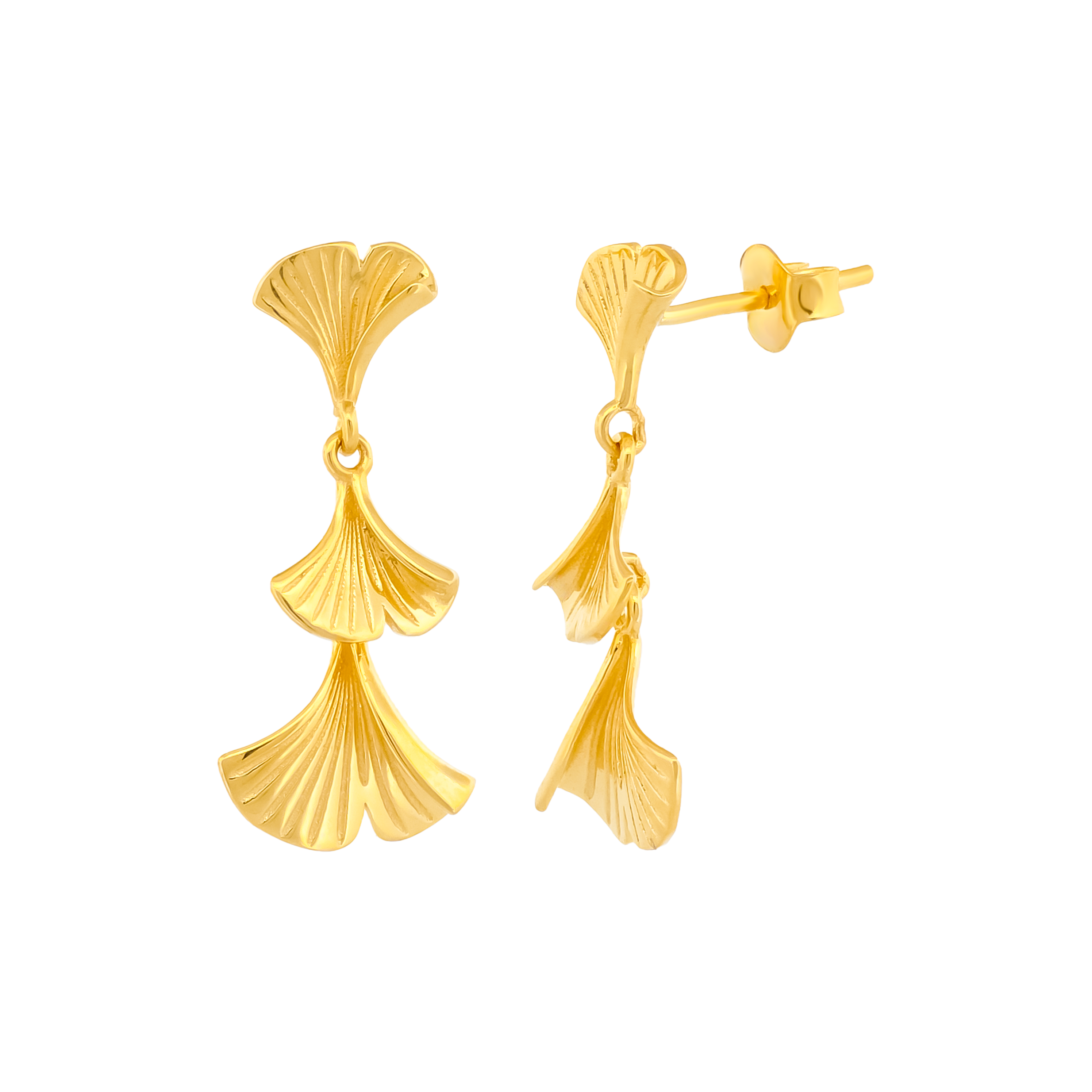 22K Gold Leaf Layered Drop Earrings