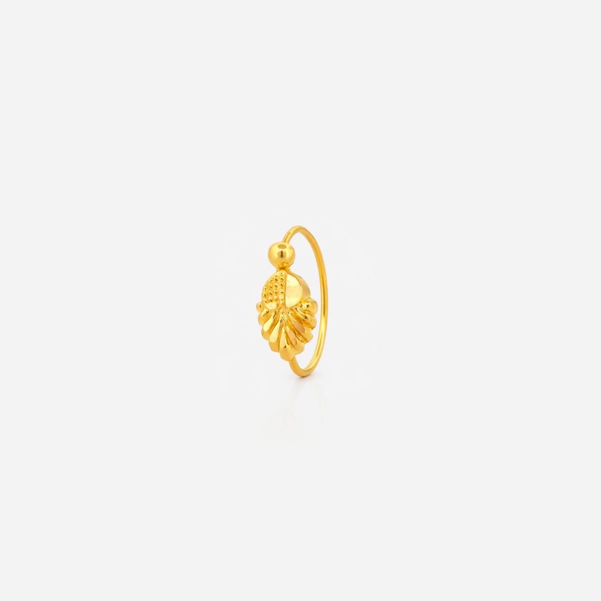 22K Gold Leaf Drop Hoop Nose Pin