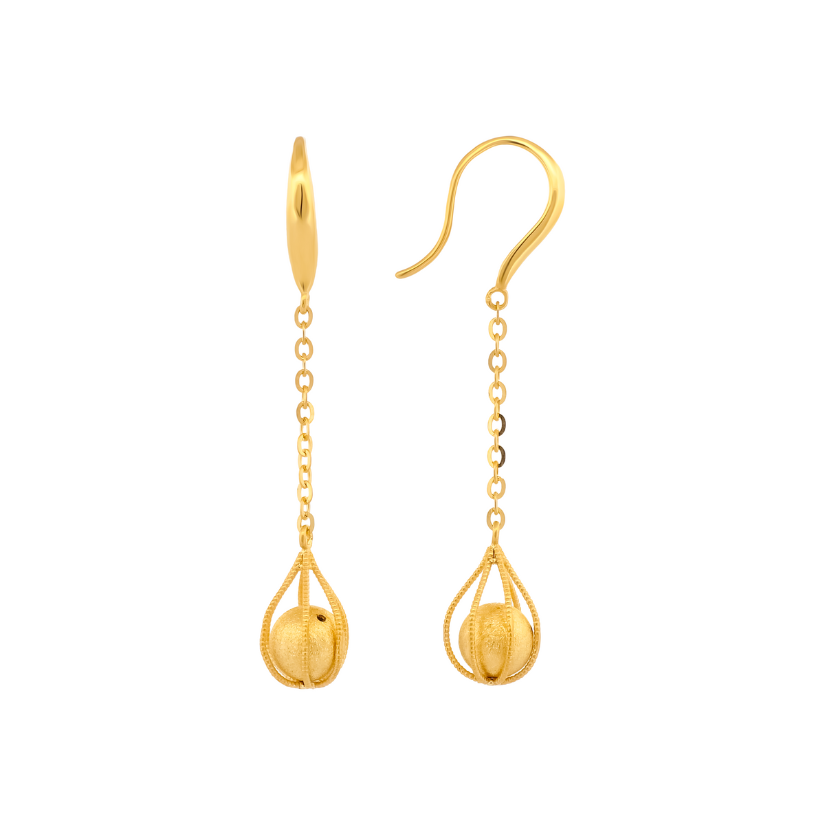 22K Gold Minimalist Teardrop Chain Earrings
