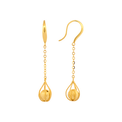 22K Gold Minimalist Teardrop Chain Earrings
