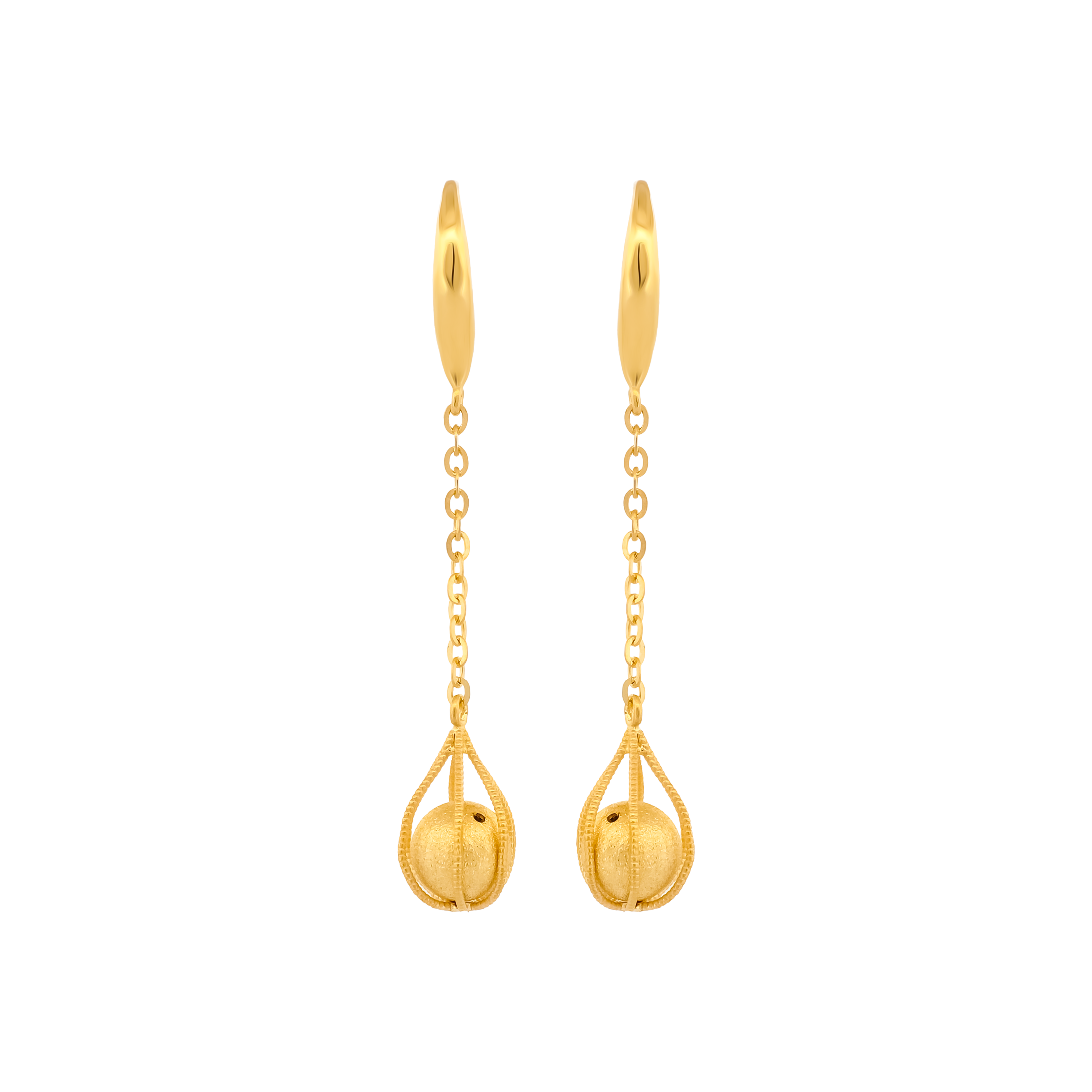 22K Gold Minimalist Teardrop Chain Earrings