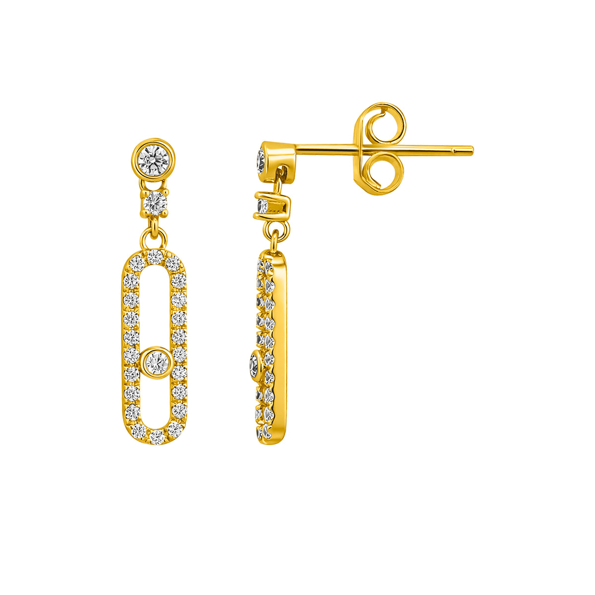 22K Gold Bead Bar Earrings