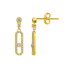 22K Gold Bead Bar Earrings