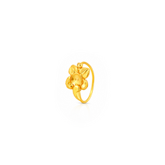 22K Gold Floral Medallion Hoop Nose Pin