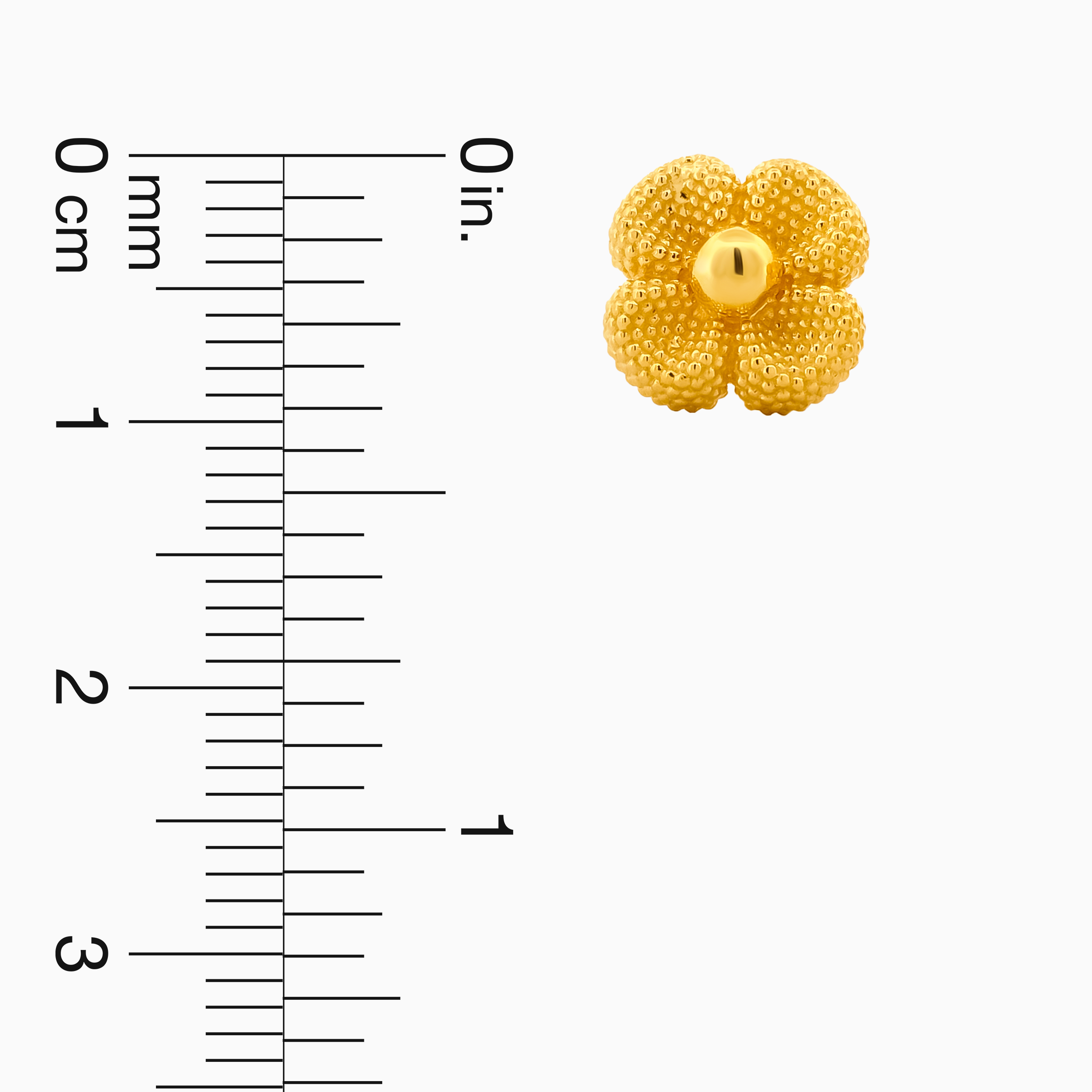 22K Gold Beaded Floral Stud Earrings